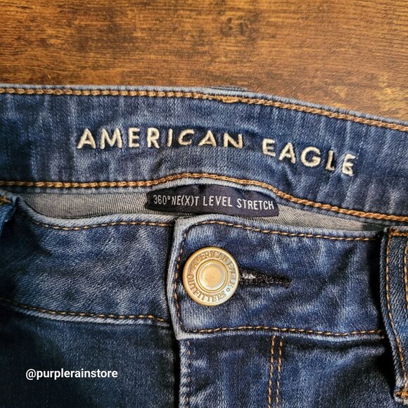American Eagle Jeans 10 Hi Rise Jegging 360 Next Level Stretch Medium Dark Wash - Picture 4 of 12